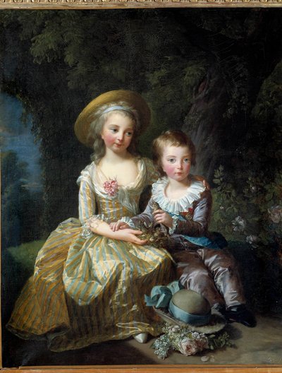 Retrato de Marie Therese Charlotte de Francia y el Delfín Louis Joseph Xavier de Francia de Elisabeth Louise Vigee Lebrun