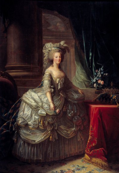 Retrato de la Reina María Antonieta (1755-1793). Pintura de Marie Elisabeth Louise Vigee Le Brun (1755-1842). Siglo XIX. Óleo sobre lienzo. Dimensiones: 2.76 x 1.93m. - Retrato de cuerpo entero de la Reina María Antonieta (1755-1793) de Elisabeth Louise Vigee Lebrun