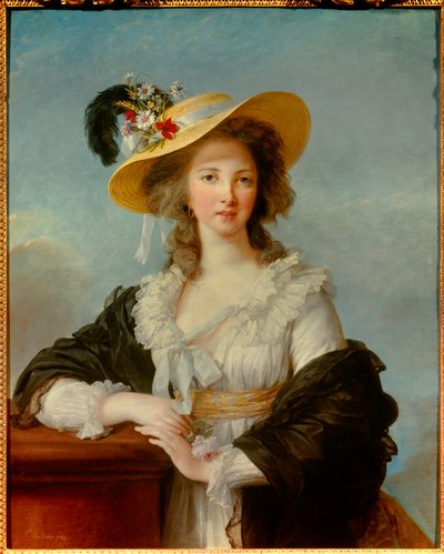 Retrato de Yolande Gabrielle Martine de Polastron, Duquesa de Polignac (1749-1793) con el sombrero de paja de Elisabeth Louise Vigee Lebrun