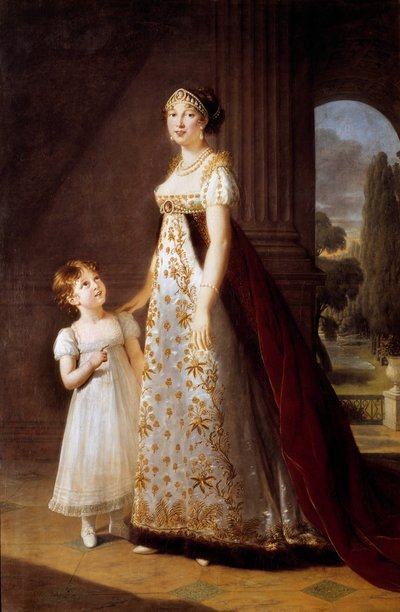 Retratos de cuerpo entero de Marie Annonciade Caroline Bonaparte (1782-1839) Princesa Murat con su hija Laetitia (Maria Letizia Josephine Murat) de Elisabeth Louise Vigee Lebrun