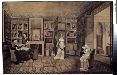 Salón en la Casa del Príncipe Ivan Ivanowitch Baryatinsky (1772-1825) en Altona (Salón en la Casa Baryatinsky en Altona). Dibujo de Marie Louise Elisabeth Vigee-Lebrun (Vigee Lebrun) (1755-1842) de Elisabeth Louise Vigee Lebrun