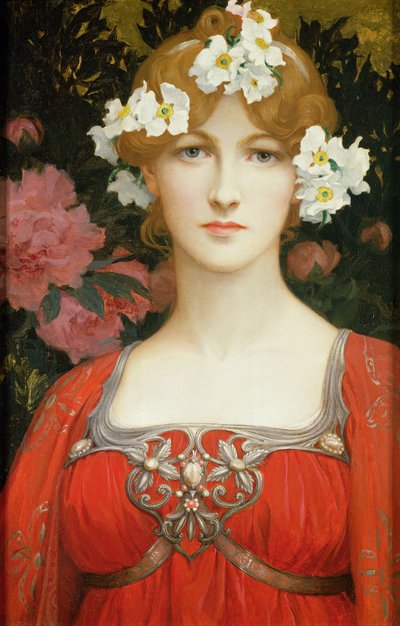 El collar de flores blancas (óleo sobre lienzo) de Elisabeth Sonrel