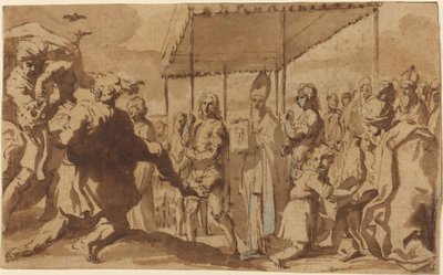 La curación del niño poseído en una procesión del Volto Santo de Elisabetta Sirani