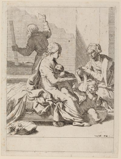 La Sagrada Familia con Santa Isabel y San Juan Bautista de Elisabetta Sirani