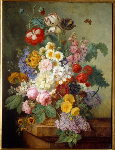 Flores en una rocalla Pintura de Elise Bruyere (1776-1842) 1836 Sol. 0,84x0,64 m Rouen, musee des Beaux Arts - Flores en una rocalla. Pintura de Elise Bruyere (1776-1842) de Elise Bruyere