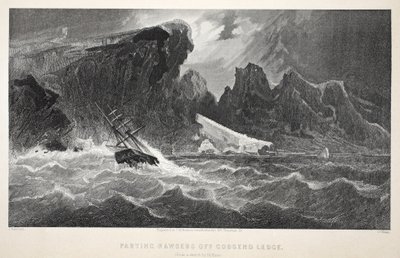 Despedida de amarras en Godsend Ledge, ilustración de La segunda expedición Grinnell en busca de Sir John Franklin, 1856 de Elisha Kane