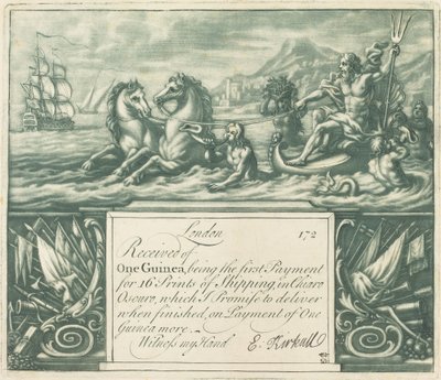 Recibo de Suscripción (Neptuno y Juno) de Elisha Kirkall, after George Vertue, after Louis Chéron