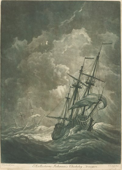 Escena de navegación de la colección de John Chicheley de Elisha Kirkall after Willem van de Velde the Elder
