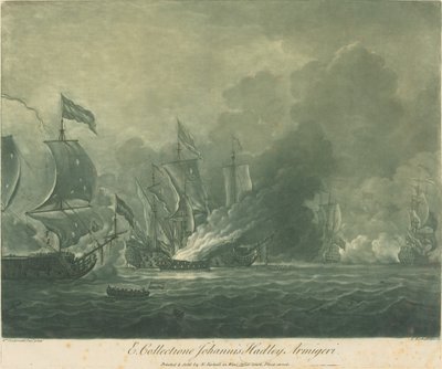 Escena de envío de la colección de John Hadley de Elisha Kirkall after Willem van de Velde the Younger