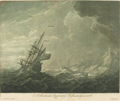 Escena de Embarque de la Colección de Lawrence Fashion de Elisha Kirkall after Willem van de Velde the Younger
