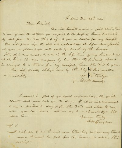 Carta a Frederick Saugrain de Eliza Kennerly, 24 de diciembre de 1841 de Eliza Kennerly