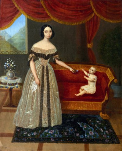 Retrato de Elizaveta Andreevna Yurievich (1809-1858) con su hijo Nikolai (nacido en 1837), Anónimo. Óleo sobre lienzo de Elizabeta Andreevna Yurievich