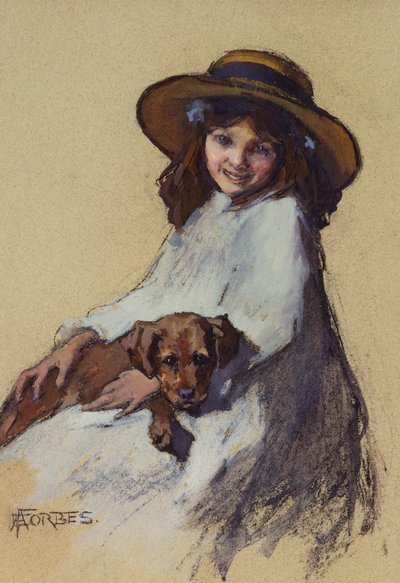 Niña con su cachorro de Elizabeth Adela Stanhope Forbes