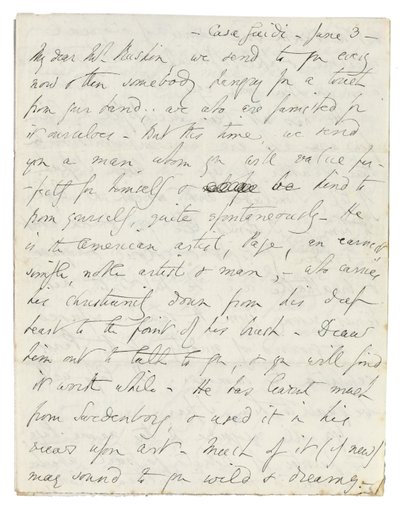 Carta autógrafa a John Ruskin, Casa Giudi, Florencia, 3 de junio de 1859 de Elizabeth Browning