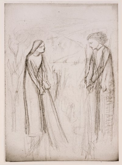 Anunciación, posiblemente, c.1970-77 (fotografía en blanco y negro impresa en papel blanco) de Elizabeth Eleanor (1834 62) (after) Siddal
