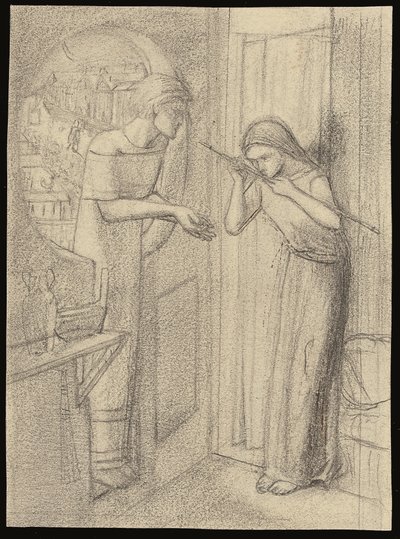 Clerk Saunders (lápiz sobre papel) de Elizabeth Eleanor (1834 62) Siddal