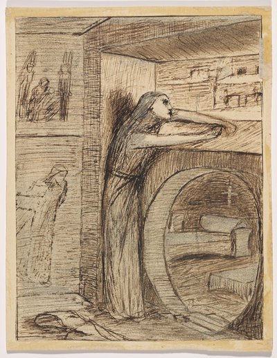 Víspera de Santa Inés (lápiz, pluma y tinta marrón) de Elizabeth Eleanor (1834 62) Siddal