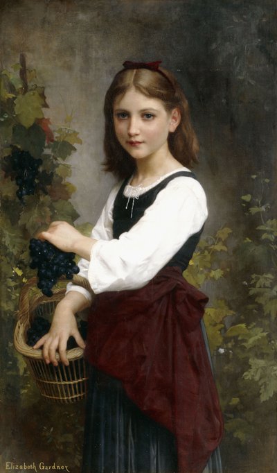 Una joven sosteniendo una cesta de uvas de Elizabeth Jane Gardner Bouguereau