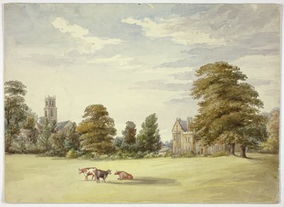 Vacas Frente a la Casa Solariega y la Iglesia de Elizabeth Murray