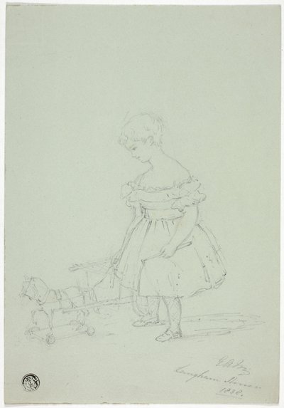 Niña con caballo de juguete en Langham House de Elizabeth Murray
