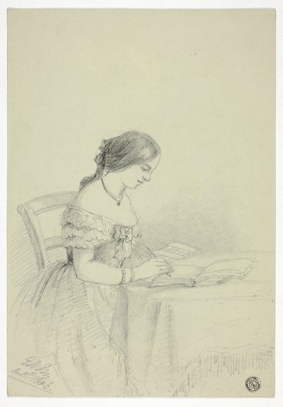 Mujer pintando con acuarela (posiblemente un autorretrato) de Elizabeth Murray