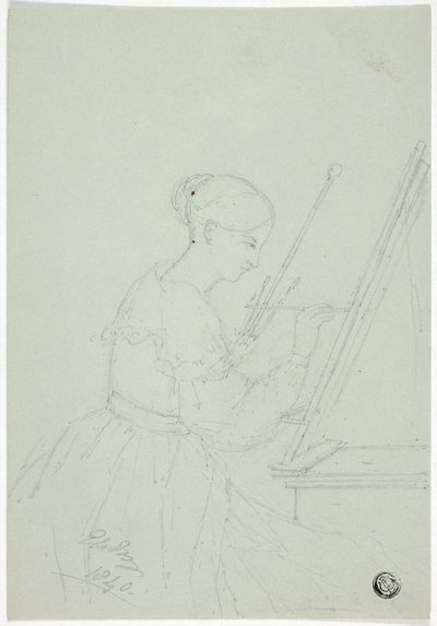 Joven mujer pintando (posiblemente un autorretrato) de Elizabeth Murray