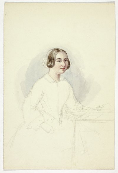 Joven mujer en el escritorio de Elizabeth Murray