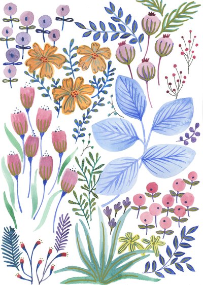 Flores de primavera, 2017 (acuarela) de Elizabeth Rider