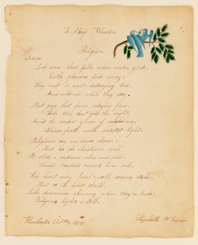 A la Srta. Wheaton, Religión, 1830 de Elizabeth W. Capron