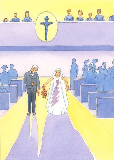 Una novia se horroriza al ver una mancha en su vestido, y nosotros también deberíamos evitar tener 