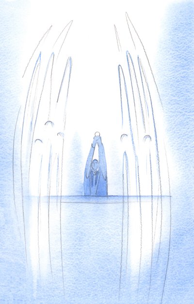 Los ángeles rodean a Cristo cuando aparece, oculto en la Hostia, entre nosotros; cada acto de fe que ofrecemos nos acerca más al Cielo de Elizabeth Wang