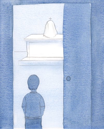 De niño, y no católico, recuerdo que alguien me permitió entrar en una capilla y ver el tabernáculo, 2000 de Elizabeth Wang
