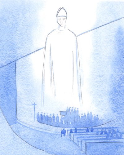 Cuando las manos de un nuevo sacerdote fueron ungidas ("¿Que Jesús te preserve?"), Cristo, vestido como nuestro Obispo, estaba en el santuario de Elizabeth Wang