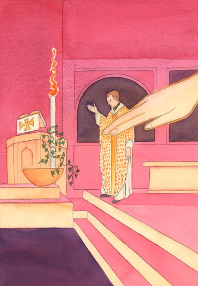 Cuando el sacerdote extendió su mano para bendecir el agua en la pila bautismal, en Pascua, Dios Padre extendió su mano y tocó el agua de Elizabeth Wang