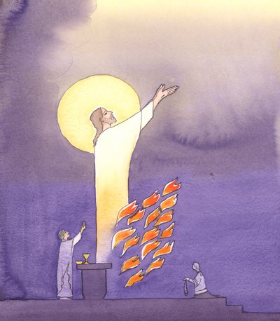 En la Misa oramos con Cristo que se dirige al Padre en el ardiente amor del Espíritu Santo, 2000 de Elizabeth Wang