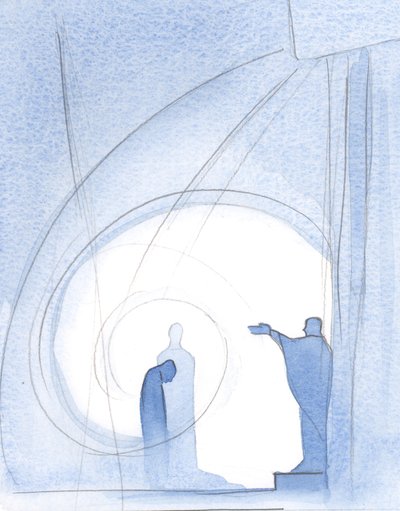Al final de la Santa Misa, somos abrazados por la bendición del Padre, en la compañía de Cristo, mientras el Espíritu Santo consuela nuestro corazón. de Elizabeth Wang