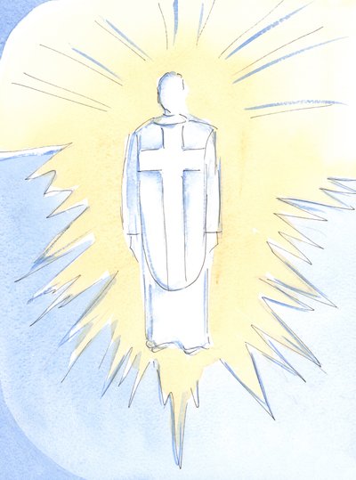Cristo - casi insoportablemente deslumbrante, regio y poderoso - ahora reina en el cielo, verdadero hombre y verdadero Dios, nuestro Sumo Sacerdote de Elizabeth Wang