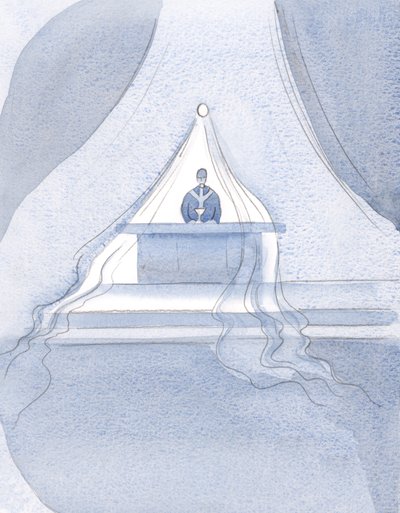 Cristo eleva hacia el Cielo - como envueltos en una fina tela - a aquellos que han comido el Alimento Divino en esta fiesta. de Elizabeth Wang