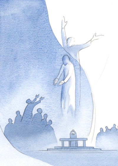 Cristo es verdaderamente uno con nosotros, por su carne y sangre, y también uno con el Padre (a quien nos atrae) por su divinidad de Elizabeth Wang