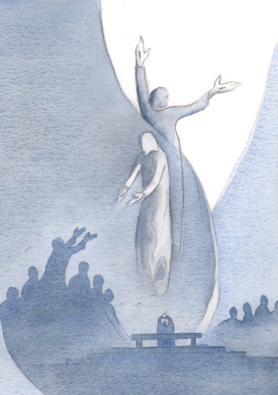 Cristo es verdaderamente uno con nosotros, por su carne y sangre, y también uno con el Padre (a quien nos atrae) por su divinidad de Elizabeth Wang