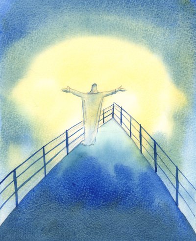 Cristo está con Su Iglesia, durante el Santo Sacrificio de la Misa, orando en nuestro nombre, 2002 de Elizabeth Wang
