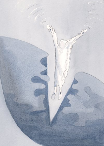 Cristo salta amorosamente a las temibles y oscuras profundidades de nuestros corazones. de Elizabeth Wang