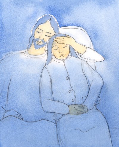 A Cristo le encanta recibir a sus amigos en la Sagrada Comunión de Elizabeth Wang