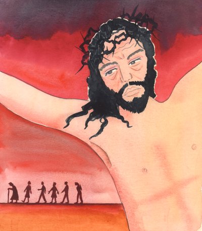 Cristo habló en la Consagración del vino, diciendo "Derramo Mi Sangre por ellos" de Elizabeth Wang