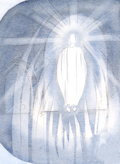 Cristo estaba ante el tabernáculo, rodeado de ángeles adoradores de Elizabeth Wang