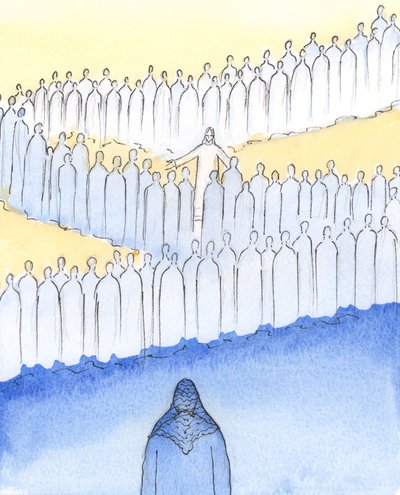 Cristo paseaba entre Sus Santos en el Cielo, prestando atención personal a cada uno de ellos, con miradas y gestos amorosos, 2003 de Elizabeth Wang