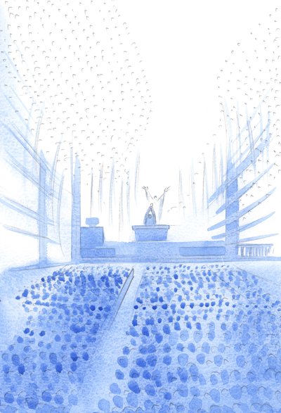 Durante el Santo Sacrificio de la Misa, Cristo suplica al Padre, en medio de su pueblo de la tierra y el Cielo, 2002 de Elizabeth Wang