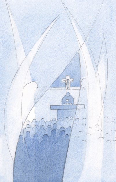 Cada Santo Ángel Guardián obedece la voluntad de Cristo reverenciando a quien Cristo le pide que guarde., 2001 de Elizabeth Wang