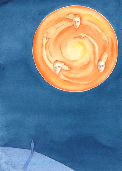 Cada persona en la tierra, marcada por el pecado original, está invitada a compartir la vida de las Tres Personas Divinas, Un Dios, que viven en infinita alegría y resplandor de Elizabeth Wang