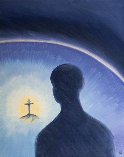 Dios Padre mira con amor y admiración mientras Cristo sufría voluntariamente para cumplir Su plan de salvar a los pecadores de Elizabeth Wang